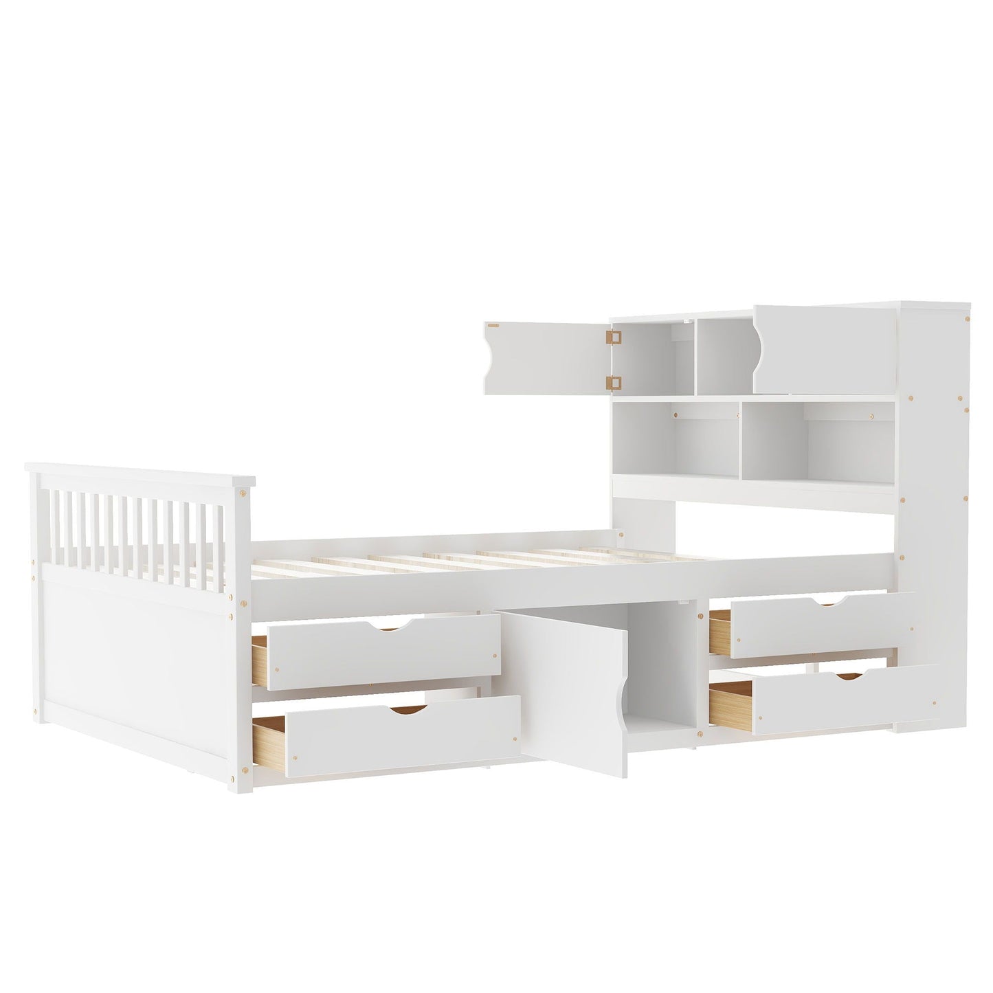 Captain Platform Bed Frame and Bookcase Headboard