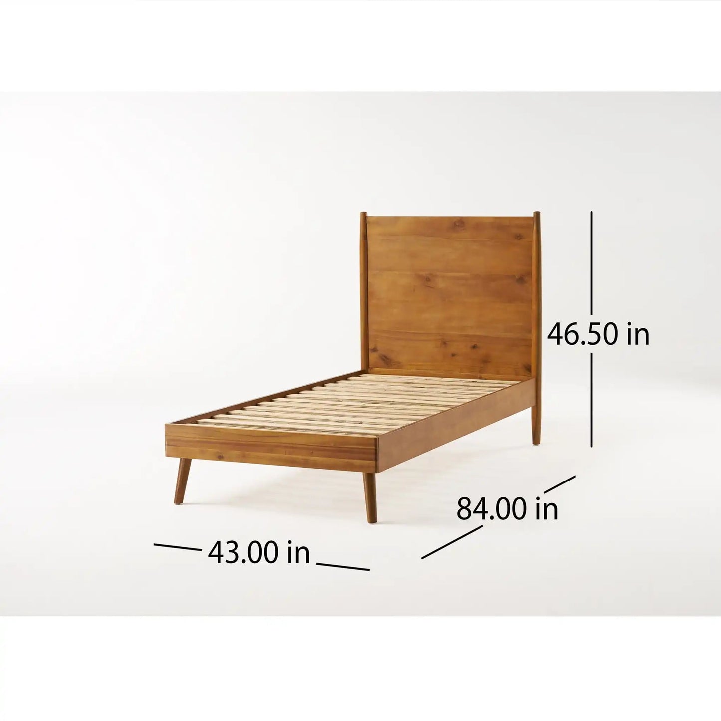 Solid Acacia Wood and Mid Century Platform Bed
