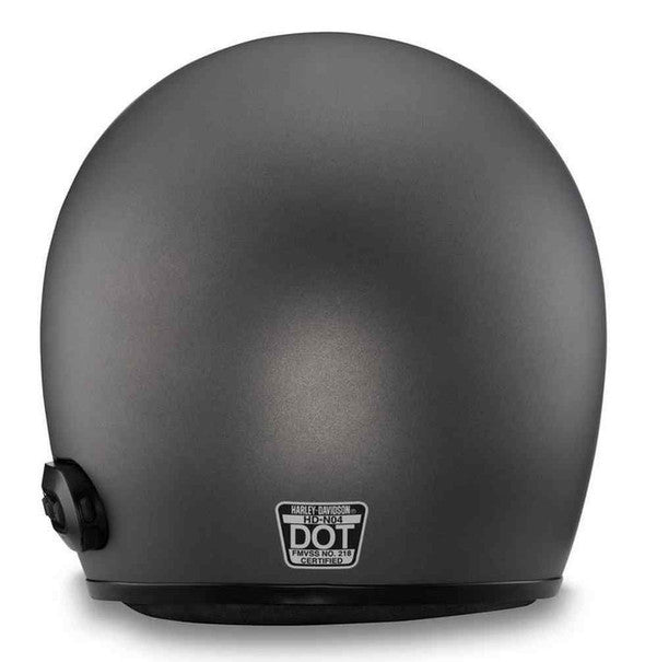Low Profile Vintage Motorcycle Helmet by BikerZoneZ matte black with DOT badge on back on Tampa Home & Garden Store