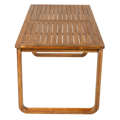 7 Pieces Patio Dining Set wooden outdoor table with slatted top in warm brown on Tampa Home & Garden Store