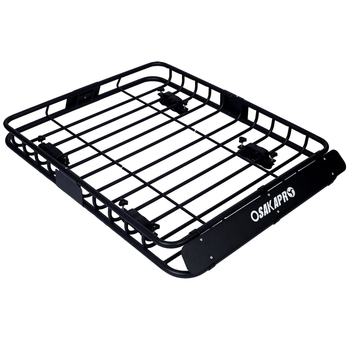 Motoring rooftop cargo basket in black steel for universal roof rack with clamp mounts on Tampa Home & Garden Store