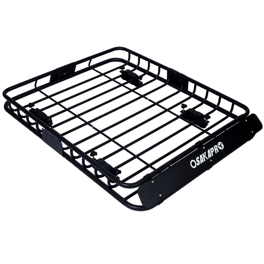 Motoring rooftop cargo basket in black steel for universal roof rack with clamp mounts on Tampa Home & Garden Store