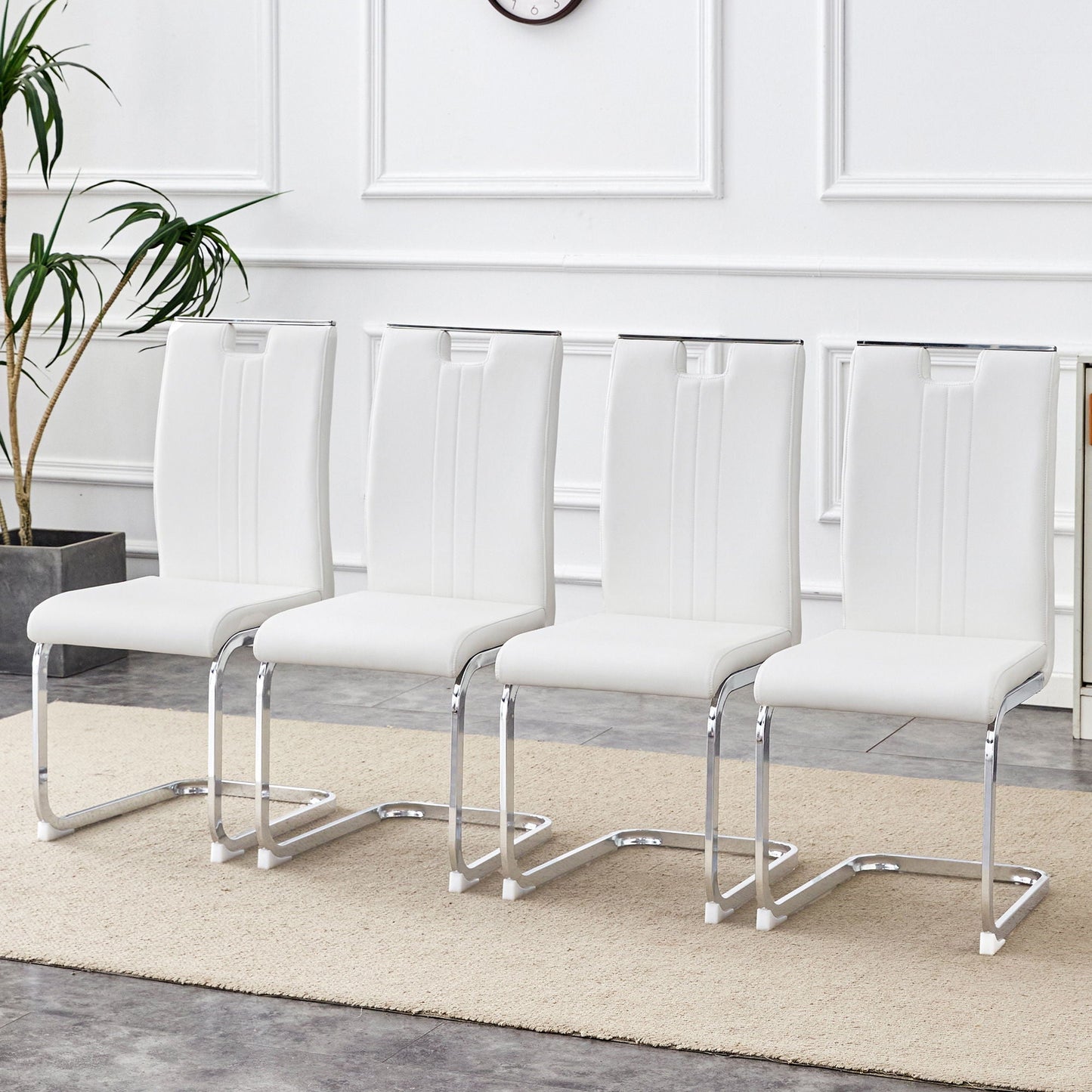 Bow Shaped Chairs set of 5 with white seats and chrome bases, ergonomic design HouseOfZazla on Tampa Home & Garden Store