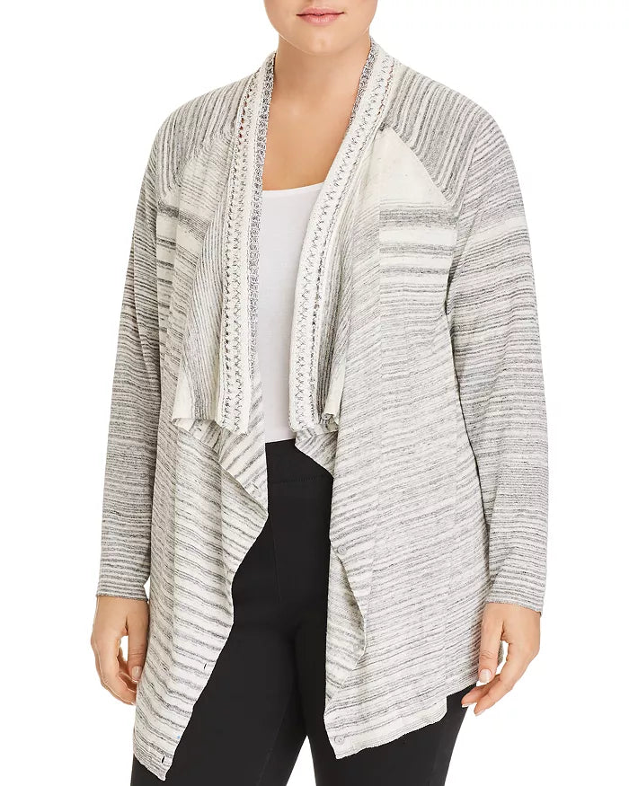NIC+ZOE Plus Time Change Open-Front Cardigan size 2X gray striped knit Vanessa Jane on Tampa Home & Garden Store