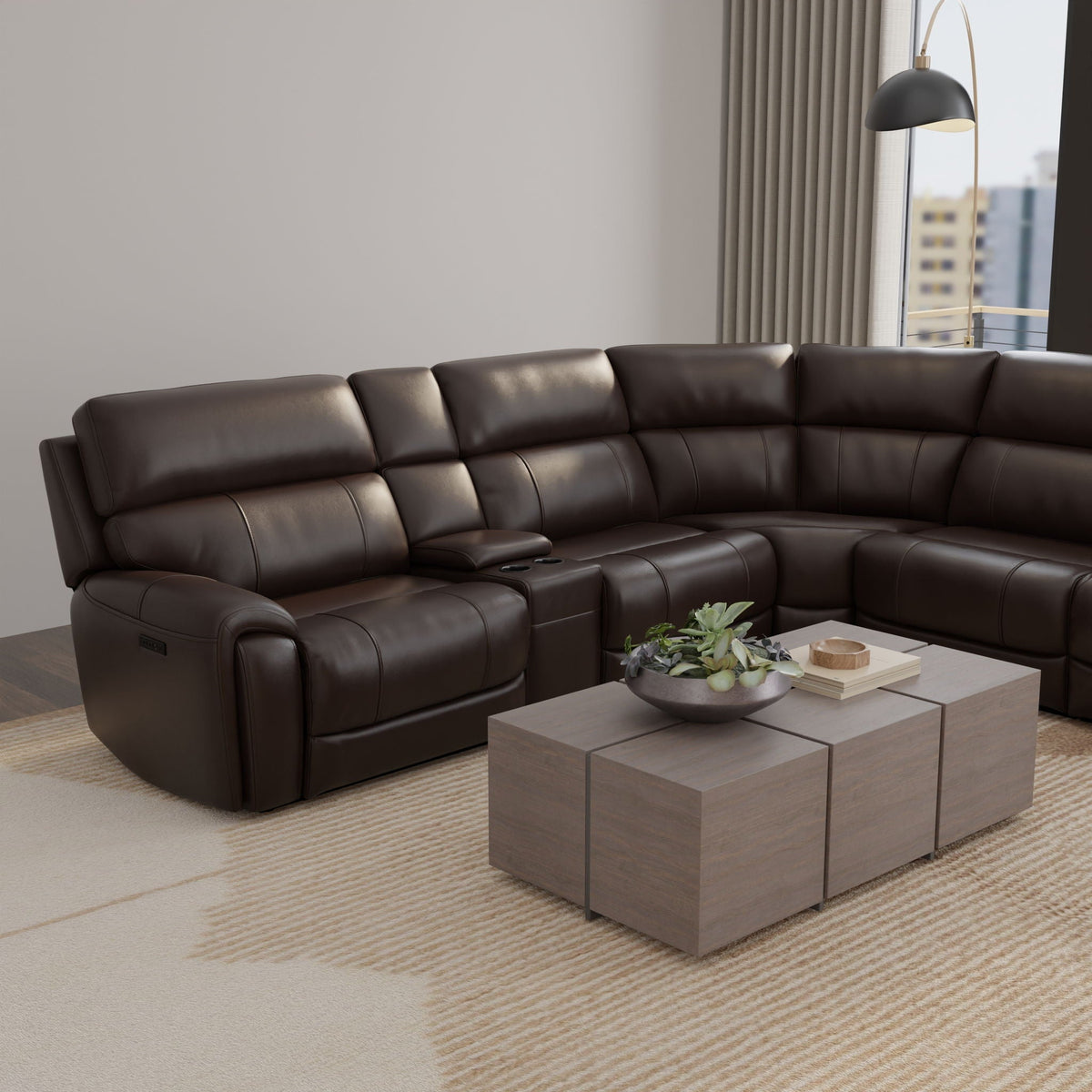 Brazil power sectional dark brown leather with adjustable headrest and footrest by HouseOfZazla on Tampa Home & Garden Store