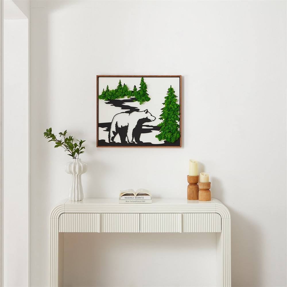 Bear Metal Art Moss Wall Decor