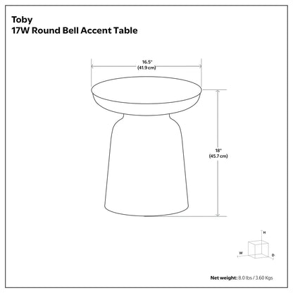Toby round bell metal accent table blueprint with 16.5 in diameter and pedestal base on Tampa Home & Garden Store