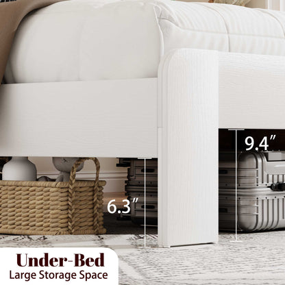 King Wood Platform Bed and Headboard Storage