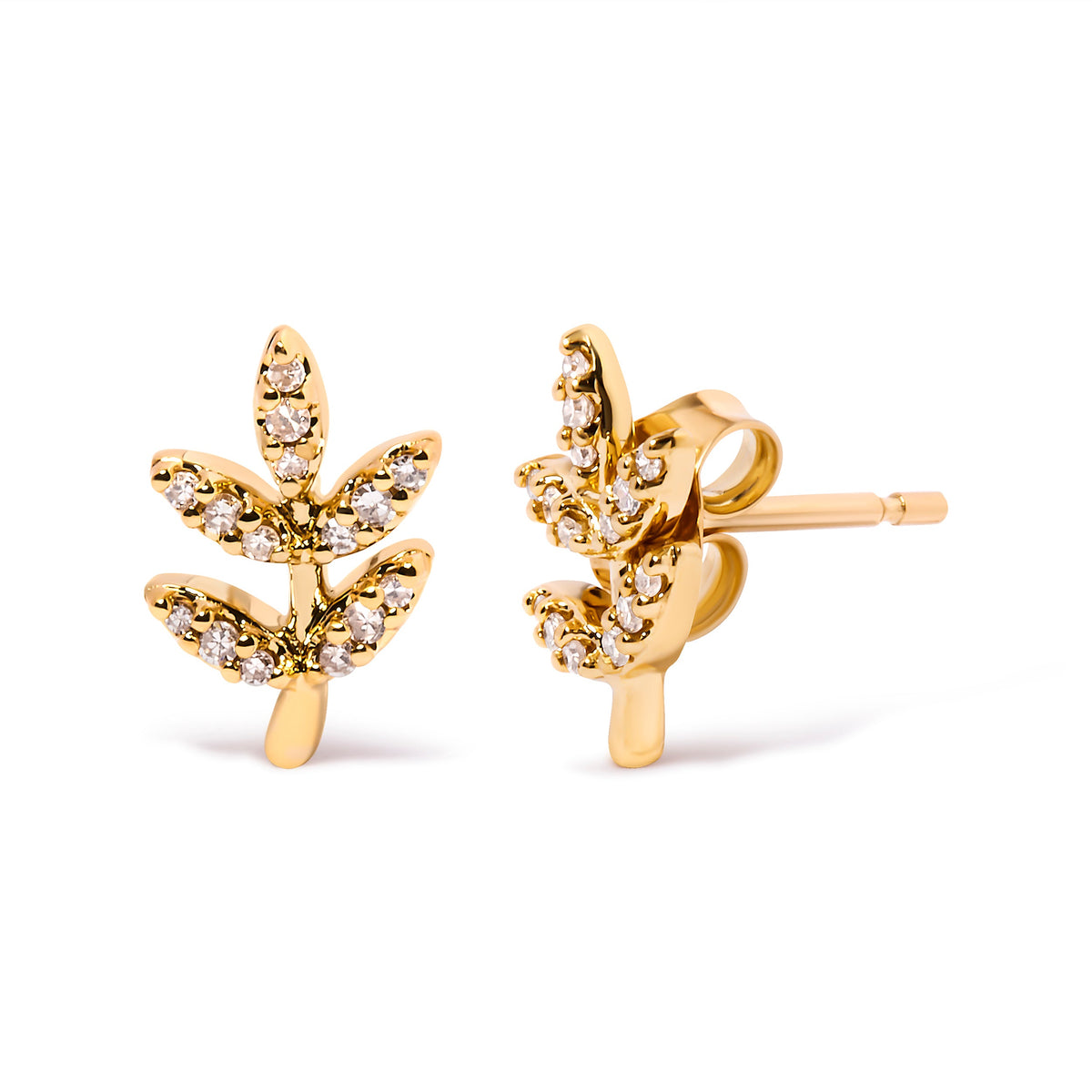 10K yellow gold leaf and branch earrings with 1/10 ct tw diamonds, Bids.com, pair on Tampa Home & Garden Store