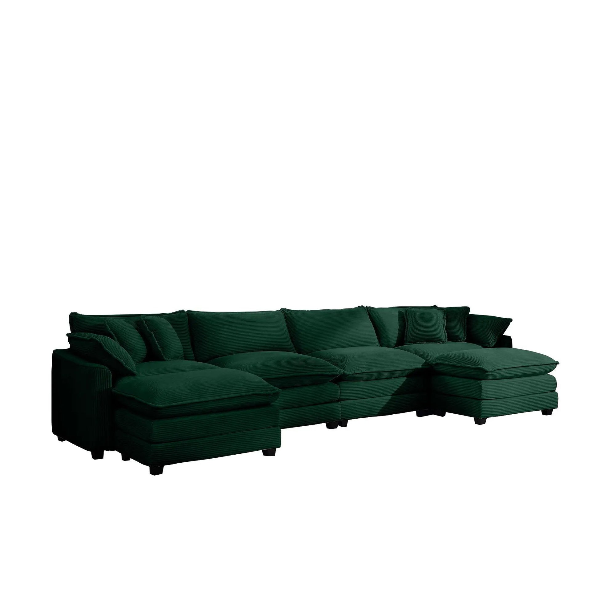 Modern oversized modular cushion sofa with ottoman, 3-piece dark green fabric set on Tampa Home & Garden Store
