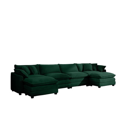 Modern oversized modular cushion sofa with ottoman, 3-piece dark green fabric set on Tampa Home & Garden Store