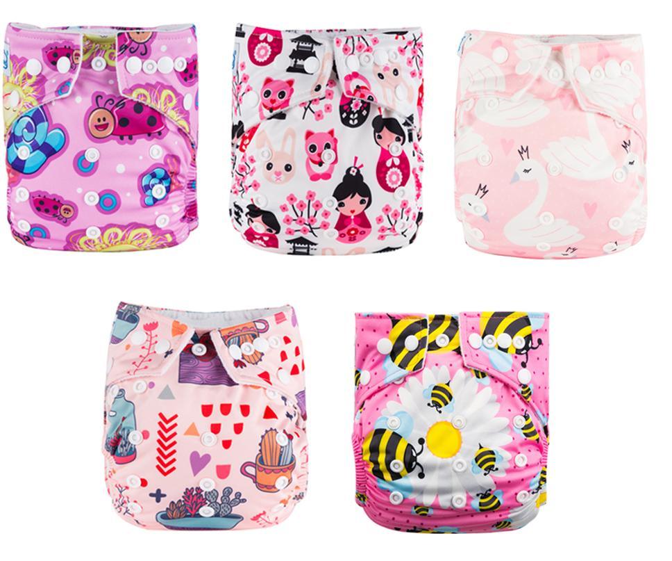 Cloth pocket diapers 5pc set with colorful prints for kids on Tampa Home & Garden Store