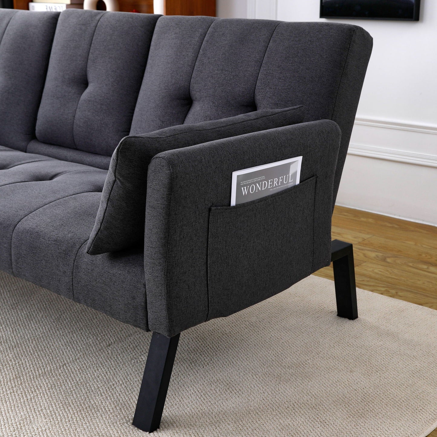 Compact Foldable Sofa Bed and Cup Holder