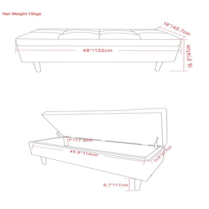 Shay large square storage ottoman with tufted lid and legs, 48in, Unique Piece Furniture on Tampa Home & Garden Store