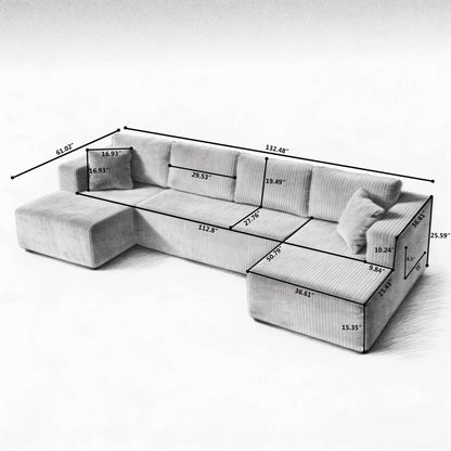 U Shaped Modular Corduroy and Comfortable Sofa