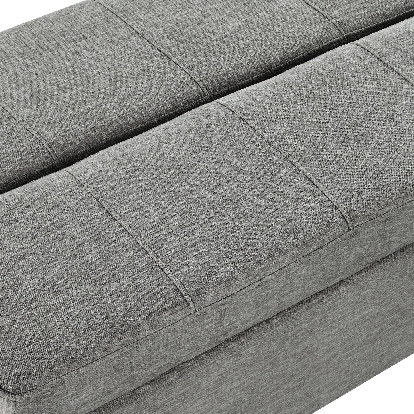 Twin size folding ottoman sleeper bed in gray textured fabric with stitched panels on Tampa Home & Garden Store