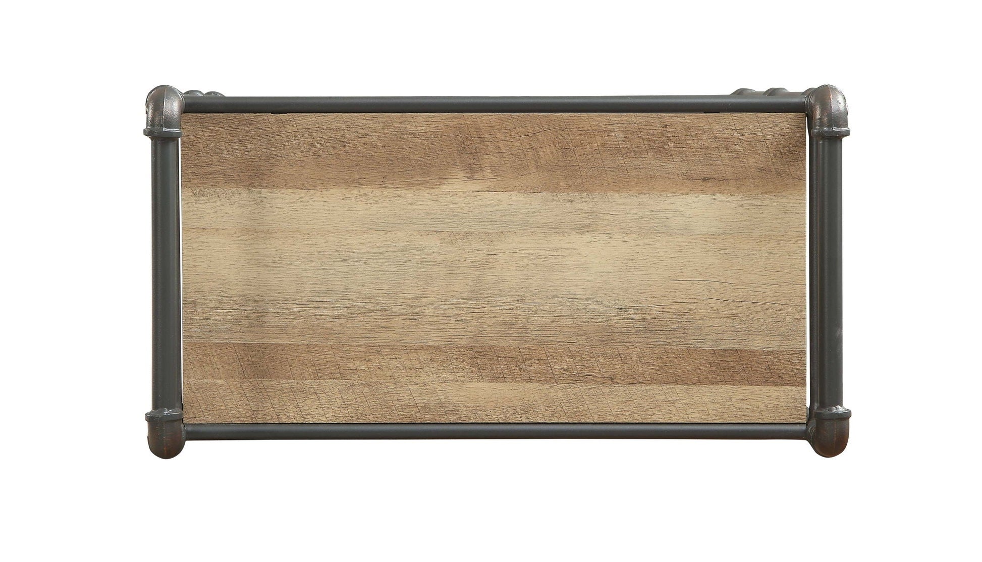 Itzel Antique Bookshelf etagere, gray metal frame with oak wood panels by HouseOfZazla on Tampa Home & Garden Store