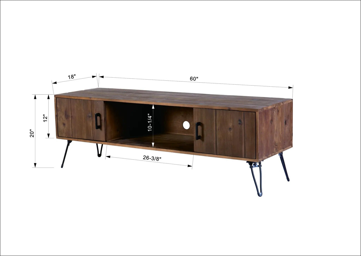 TV stand reclaimed wood with storage cabinets natural finish Unique Piece Furniture on Tampa Home & Garden Store