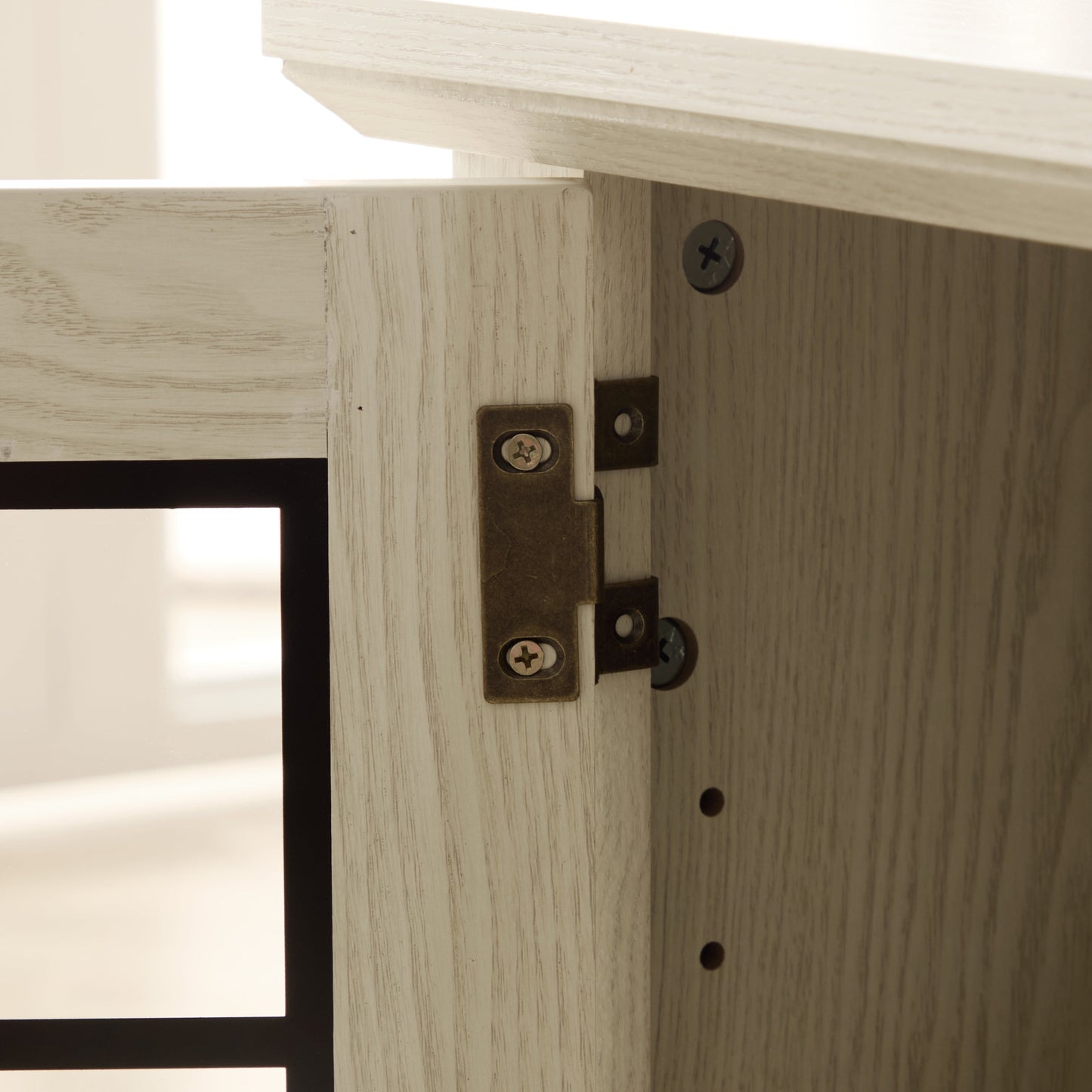 58-inch modern TV stand whitewashed wood with exposed metal hardware on Tampa Home & Garden Store