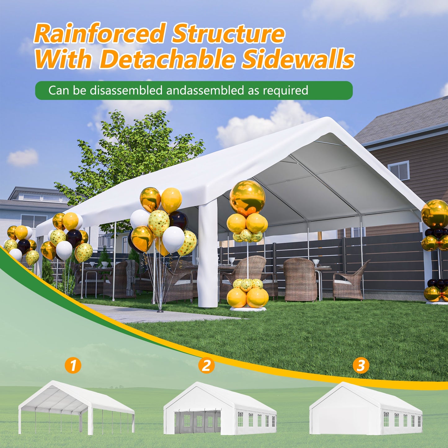 20x32 ft party tent canopy by HouseOfZazla with detachable sidewalls on Tampa Home & Garden Store
