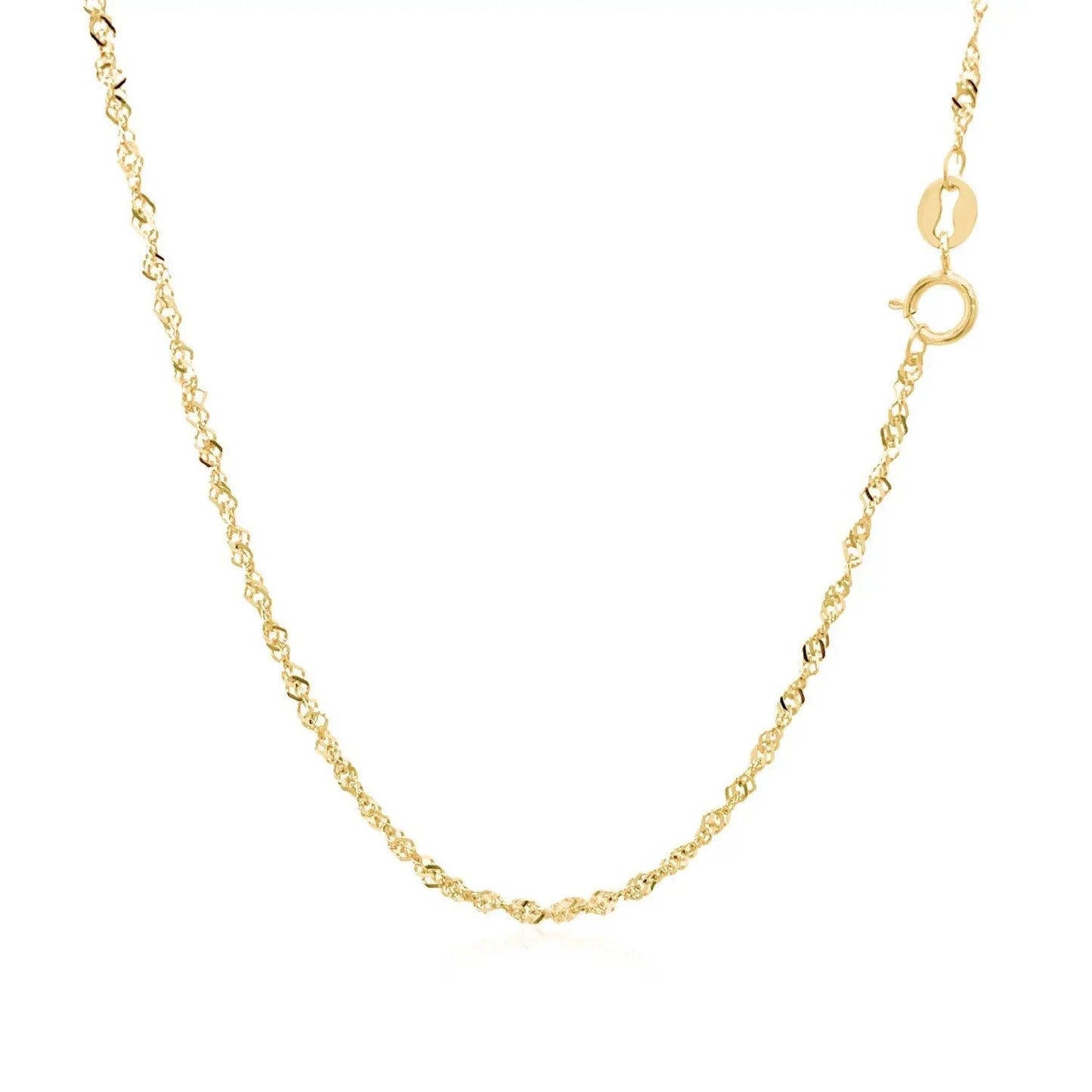 14k yellow gold Singapore chain necklace 1.5mm with spring ring clasp on Tampa Home & Garden Store