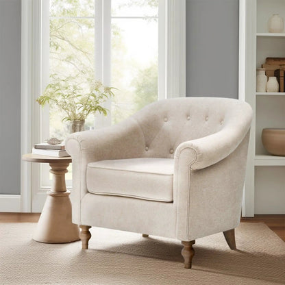 Fayette Tufted Accent Arm Chair in Cream