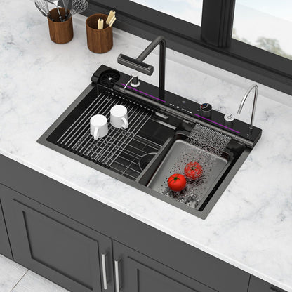 Single Bowl Kitchen Sink And The Smart Led Faucet