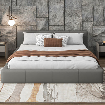 Stylish Upholstered Bed with Birch Wood Frame by HouseOfZazla, grey headboard on Tampa Home & Garden Store