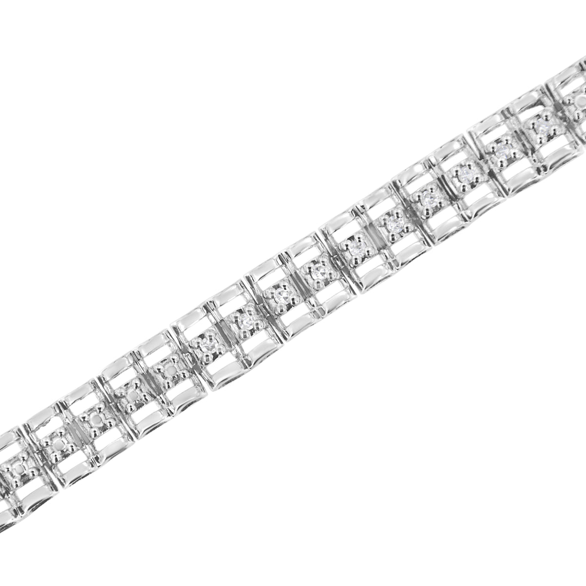 Sterling silver 1/10 cttw diamond double-link tennis bracelet, 7in, I-J color I3 clarity on Tampa Home & Garden Store