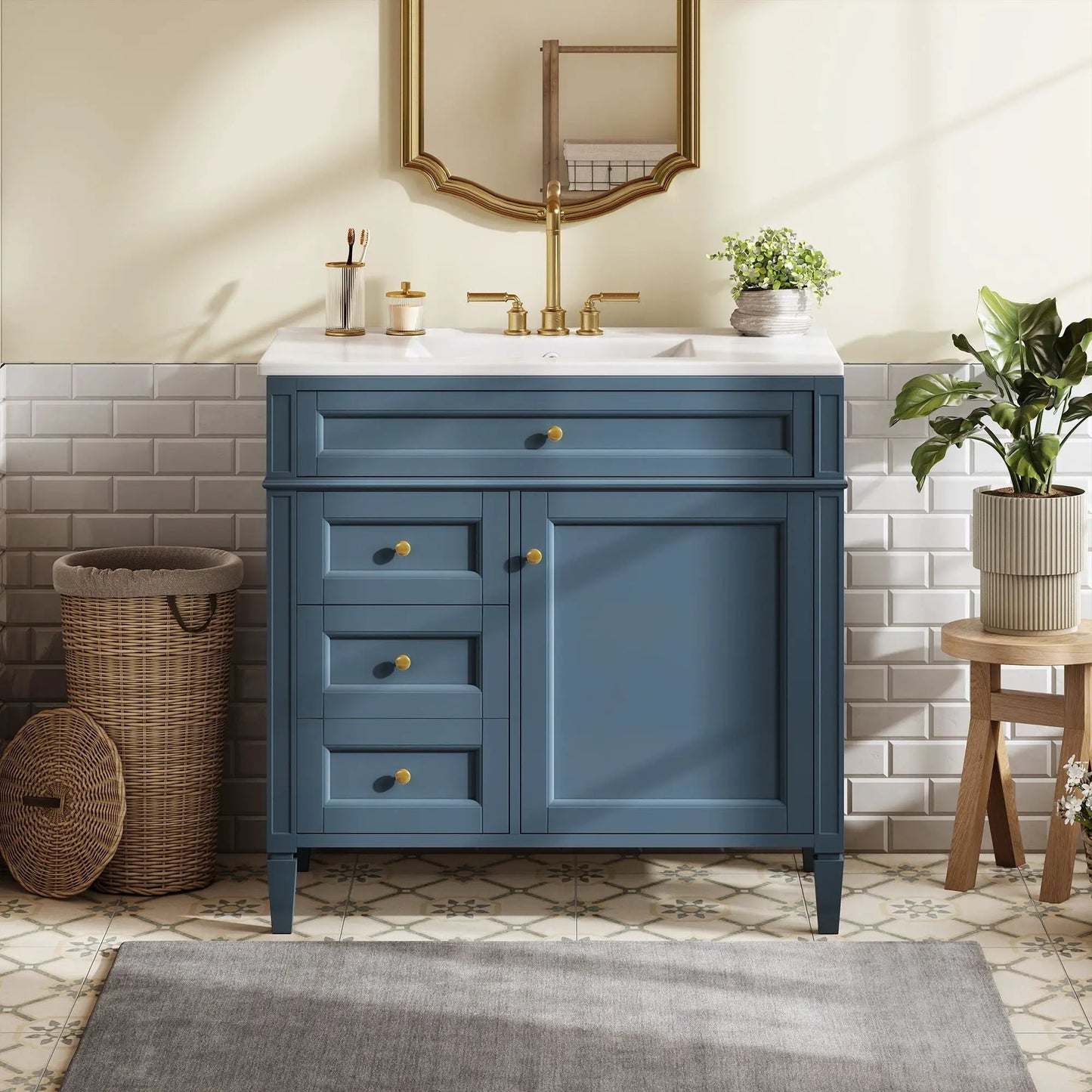 Bathroom Vanity With Top Sink and 2 Drawers