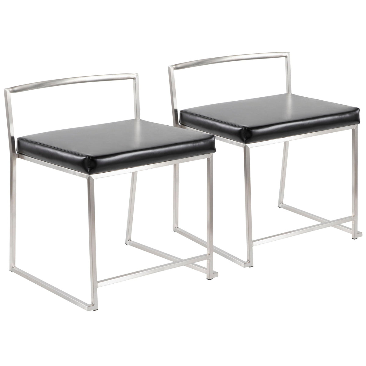 Contemporary stackable dining chairs with metal frame and black cushions, set of 2 on Tampa Home & Garden Store
