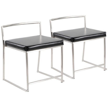 Contemporary stackable dining chairs with metal frame and black cushions, set of 2 on Tampa Home & Garden Store