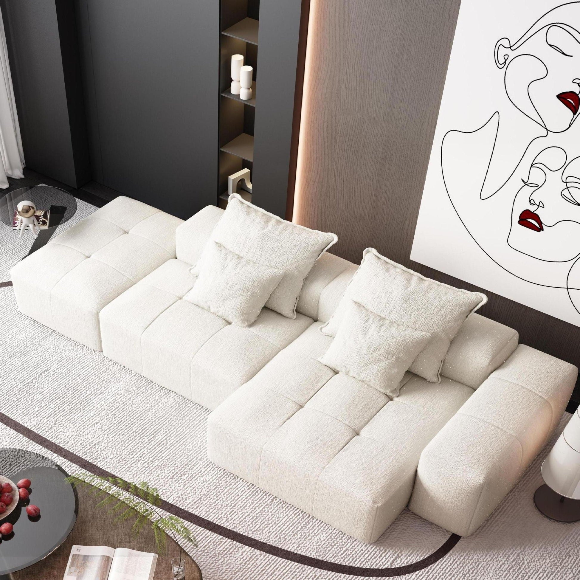 Modern oversized DIY modular sectional sofa by HouseOfZazla with beige fabric cushions on Tampa Home & Garden Store