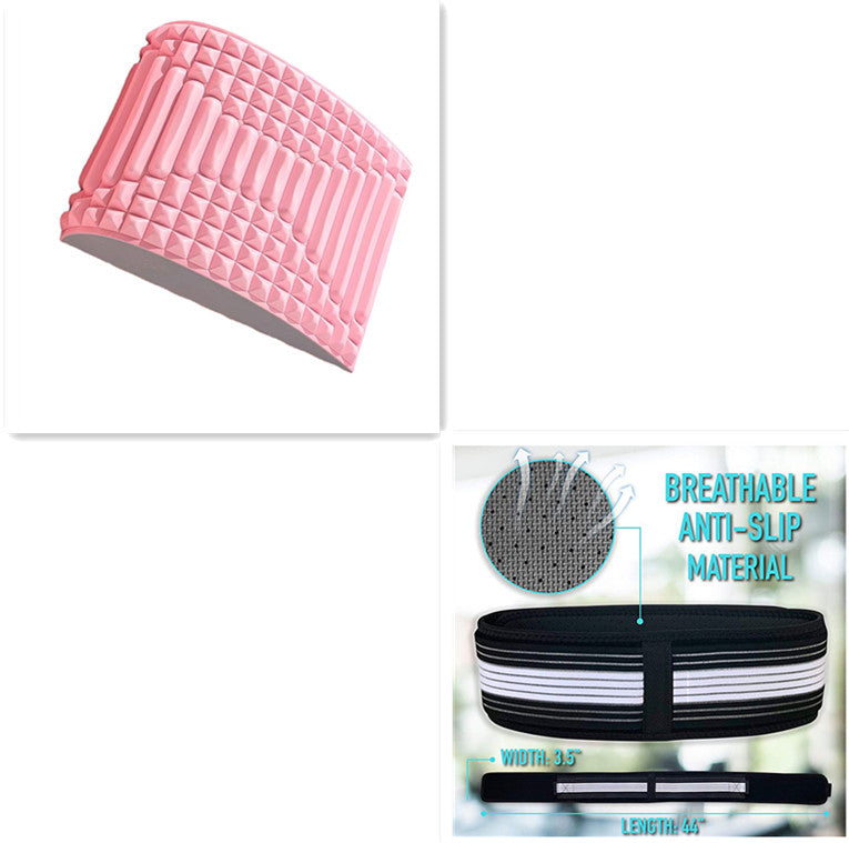 Back stretcher pillow in pink with pyramid texture and black breathable anti-slip lumbar belt on Tampa Home & Garden Store