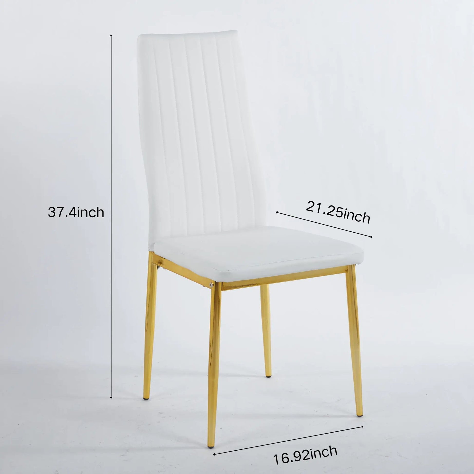 Elegant Legs Dining Chair white upholstered back with vertical stitching and gold legs on Tampa Home & Garden Store