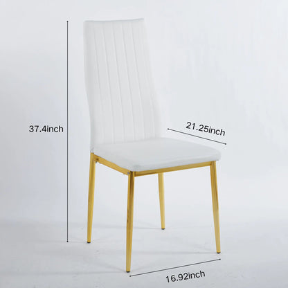 Elegant Legs Dining Chair white upholstered back with vertical stitching and gold legs on Tampa Home & Garden Store