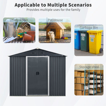 8 Ft Metal Shed With a Window and Sliding Doors