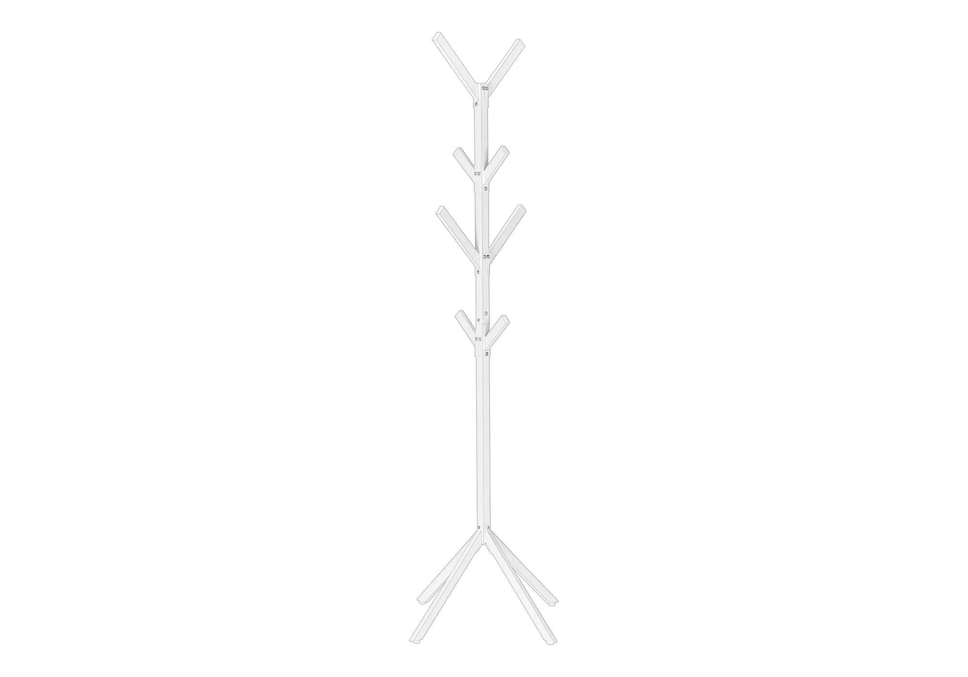 White freestanding coat rack with 8 hooks, modern hall tree design by Unique Piece Furniture on Tampa Home & Garden Store
