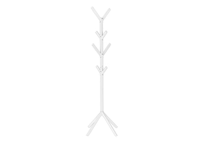 White freestanding coat rack with 8 hooks, modern hall tree design by Unique Piece Furniture on Tampa Home & Garden Store