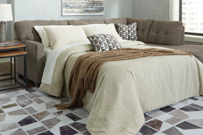 Mahoney Stationary Sectional in taupe fabric with beige pillows by Unique Piece Furniture on Tampa Home & Garden Store