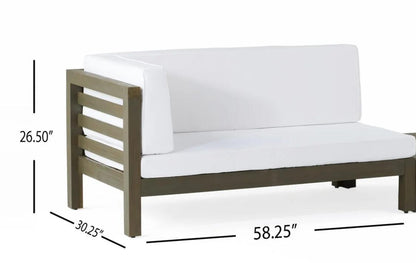 OANA outdoor wooden sectional set with white cushions by HouseOfZazla on Tampa Home & Garden Store