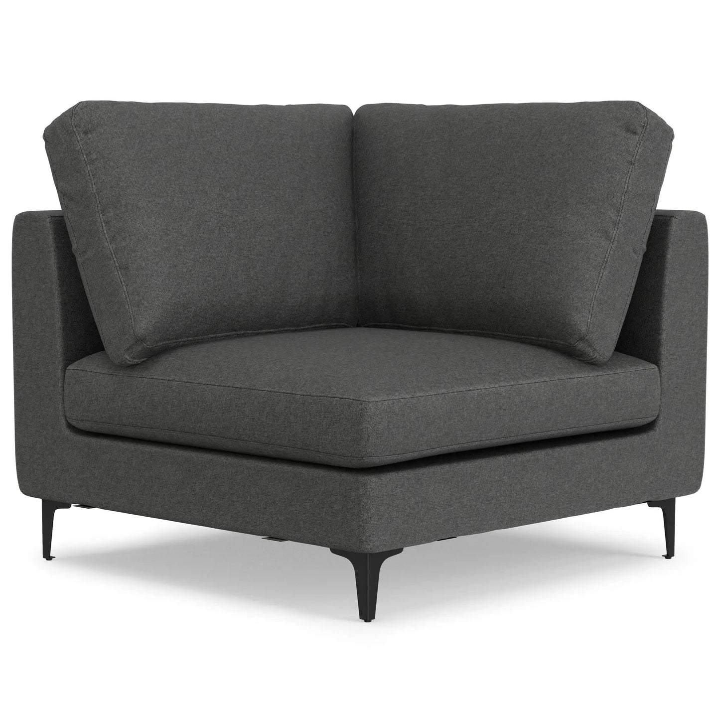 Ava midcentury corner sectional sofa in dark gray fabric with slim metal legs on Tampa Home & Garden Store