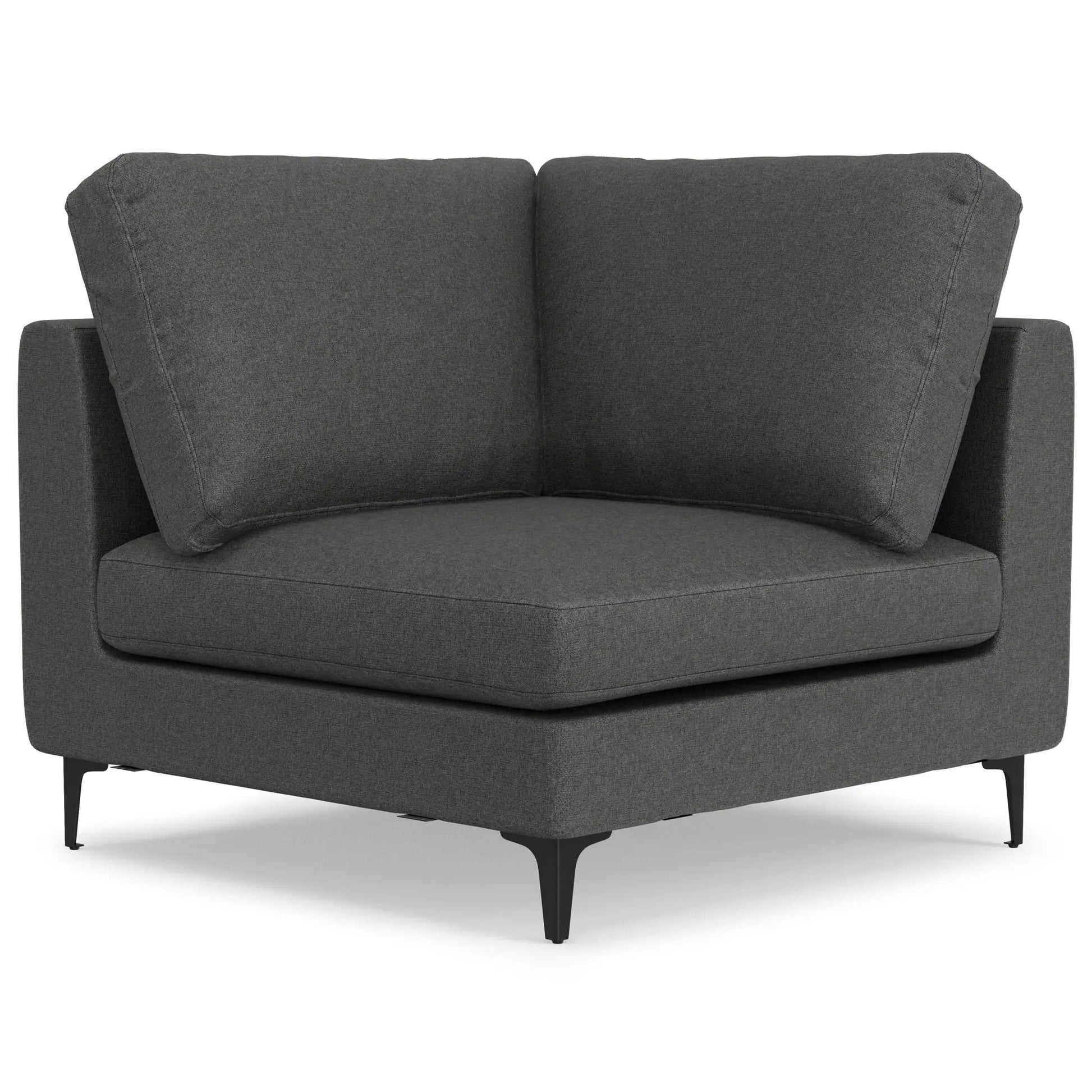 Ava midcentury corner sectional sofa in dark gray fabric with slim metal legs on Tampa Home & Garden Store