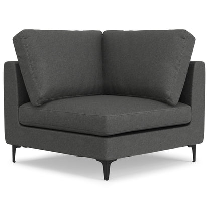 Ava mid-century corner stationary sofa in dark gray fabric with slim black legs on Tampa Home & Garden Store