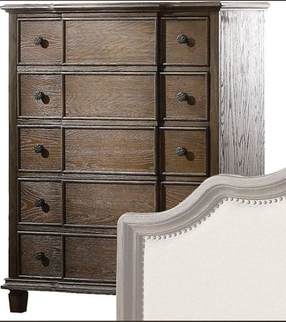 Oak accent chest with five drawers, dark oak finish and felt-lined top on Tampa Home & Garden Store