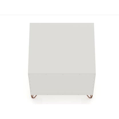 2 Drawer Nightstand with white finish and copper-toned splayed legs on Tampa Home & Garden Store
