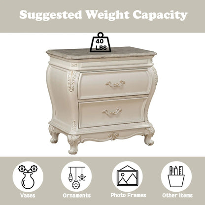 Chantelle Nightstand With Granite Top White