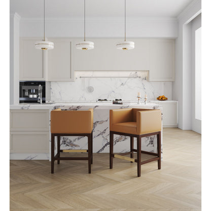 Counter Stool with Upholstered Tan Seat and Beech Wood Frame, 2 stools on Tampa Home & Garden Store