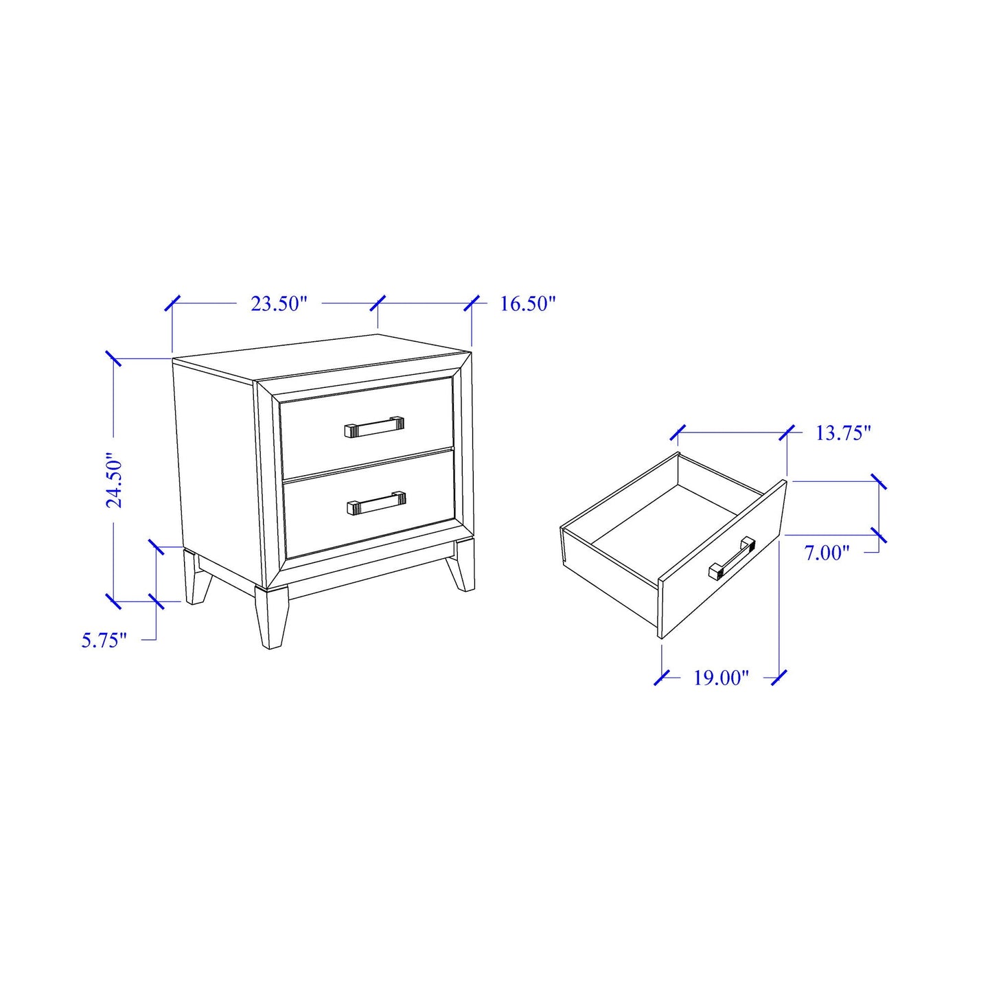 Mirage 5 Piece Bedroom Set blueprint with 3-drawer dresser and 2-drawer nightstand HouseOfZazla on Tampa Home & Garden Store
