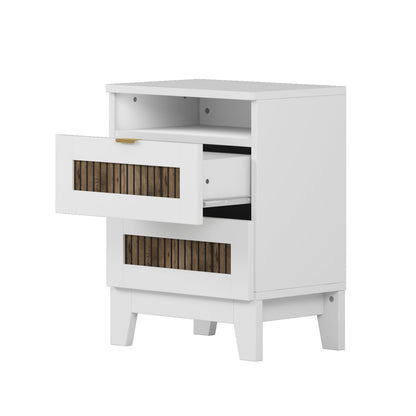 White farmhouse storage dresser with wood slat panel accents and gold drawer pull on Tampa Home & Garden Store